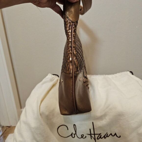 Cole Haan Leather Gold Hobo Handbag with Cloth Bag - Picture 12 of 14